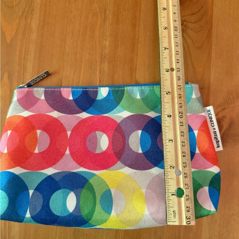 Clinique X Kapitza Cosmetics Bag Makeup Zipper Colorful Design Travel Pouch Blue
